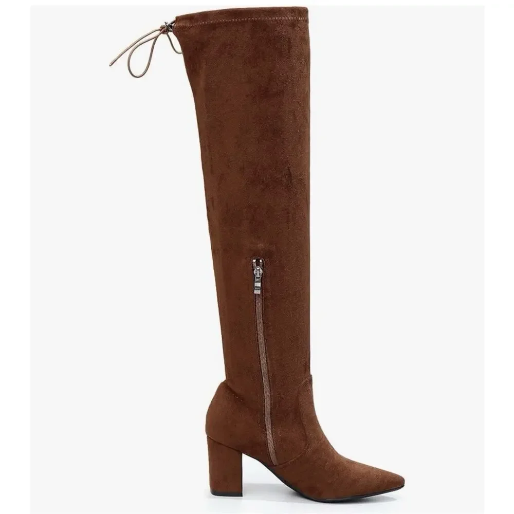 Venus Celia Women's Charlotte OverKnee Stretchy Boot Brown Size 7